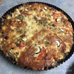 Mediterranean vegetable pizza slice