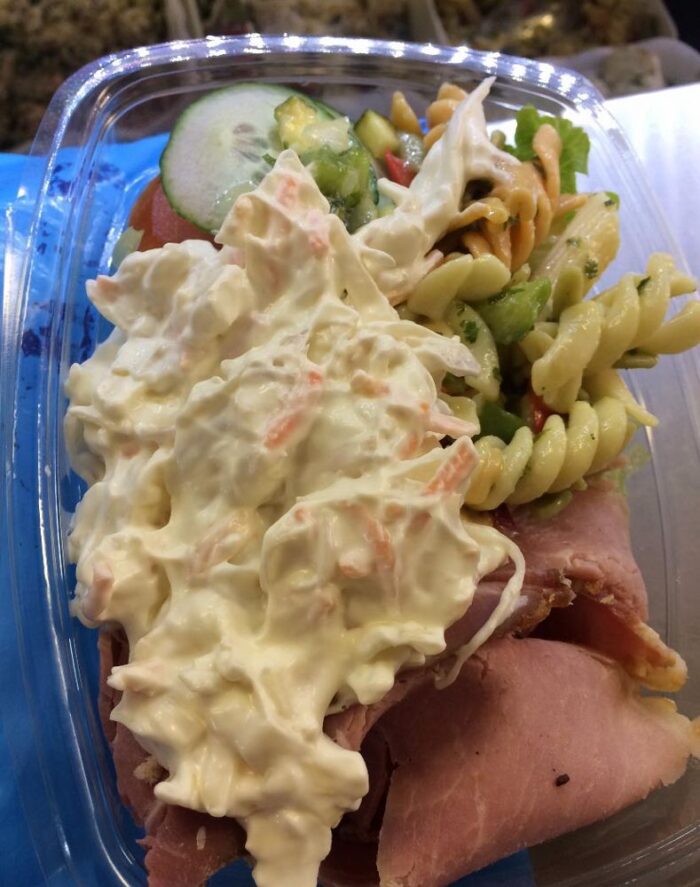 Ham Coleslaw and Pasta Salad Lunch Box